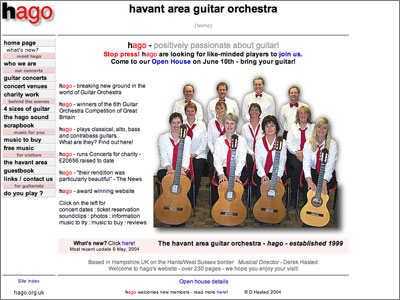 Hampshire Guitar Orchestra website 2003