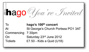 Invitation to hago's 100th concert