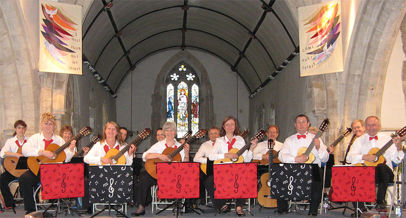 Hampshire Guitar Orchestra playing for Naomi House in Milford On Sea