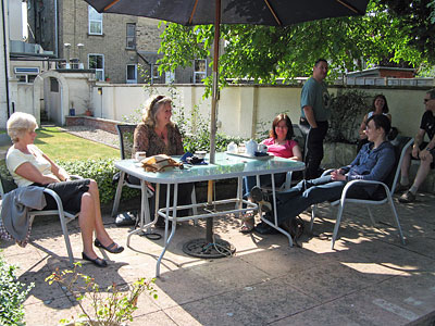 Tea in the garden at the Helen Hotel, Cambridge