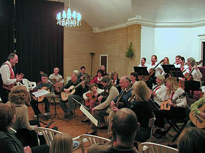 Hampshire Guitar Orchestra lead a workshop at West Sussex Guitar Club in 2003
