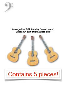 In The Style Of... - traditional Folk Songs in unusual styles - for 3 guitars/large ensemble arr. Derek Hasted